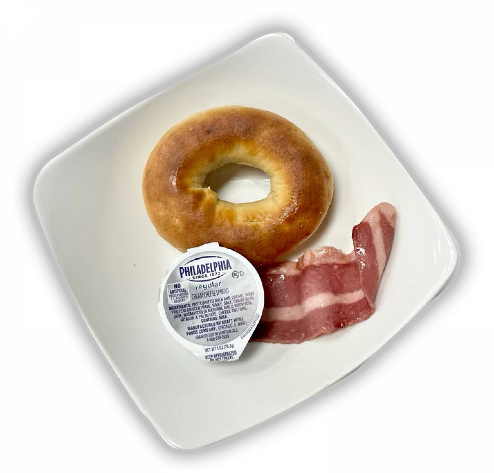 Breakfast Bagel with Cream Cheese and Turkey Bacon - Keto