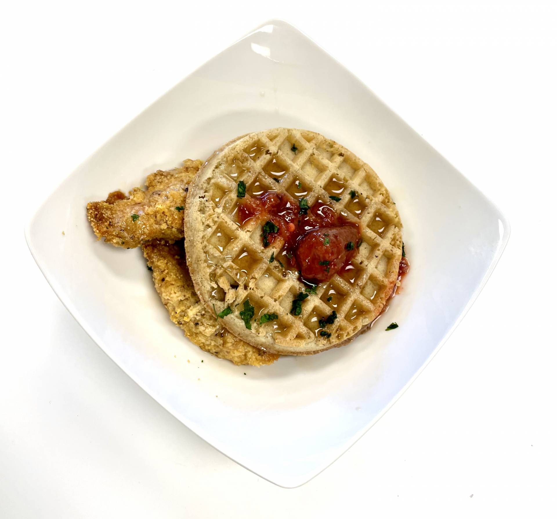 Chicken and Waffles with a Strawberry Glaze - Low Fat