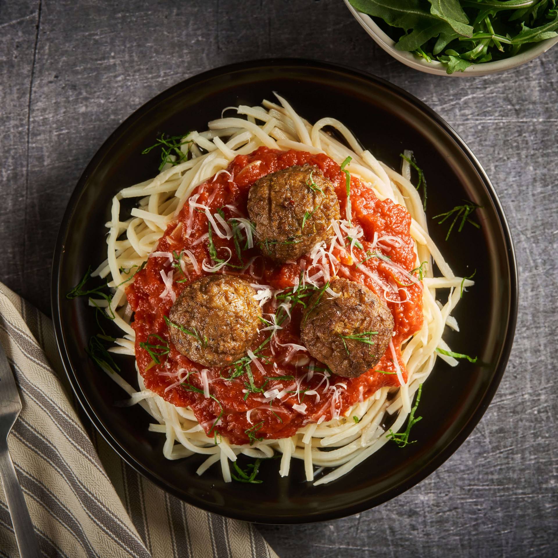 Spaghetti and Italian Chicken Meatballs with Angel Hair Palmini - Low Carb