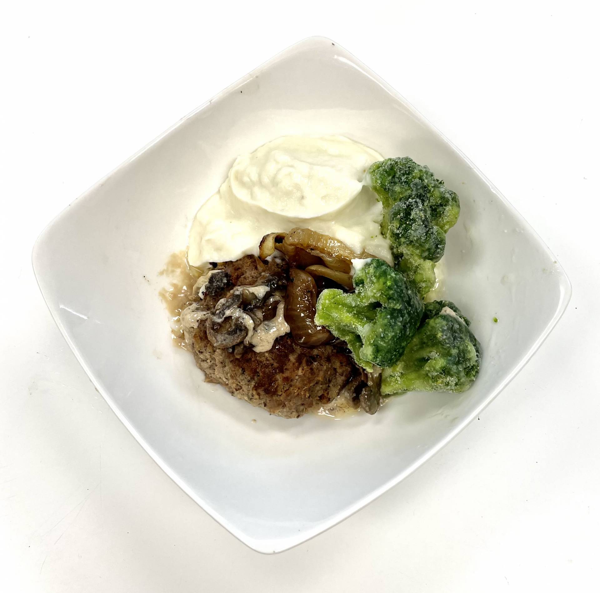Hamburger Steaks with Beef Gravy and Oven Roasted Vegetable Medley - Keto