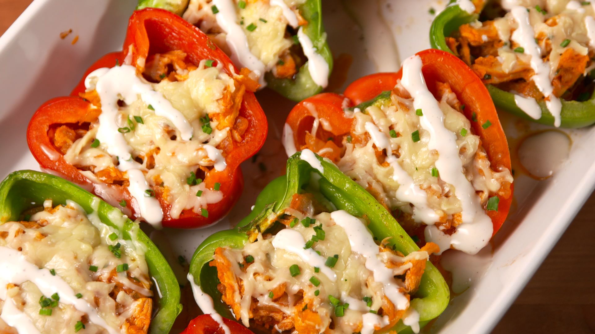 Buffalo Chicken Stuffed Peppers - Low Fat