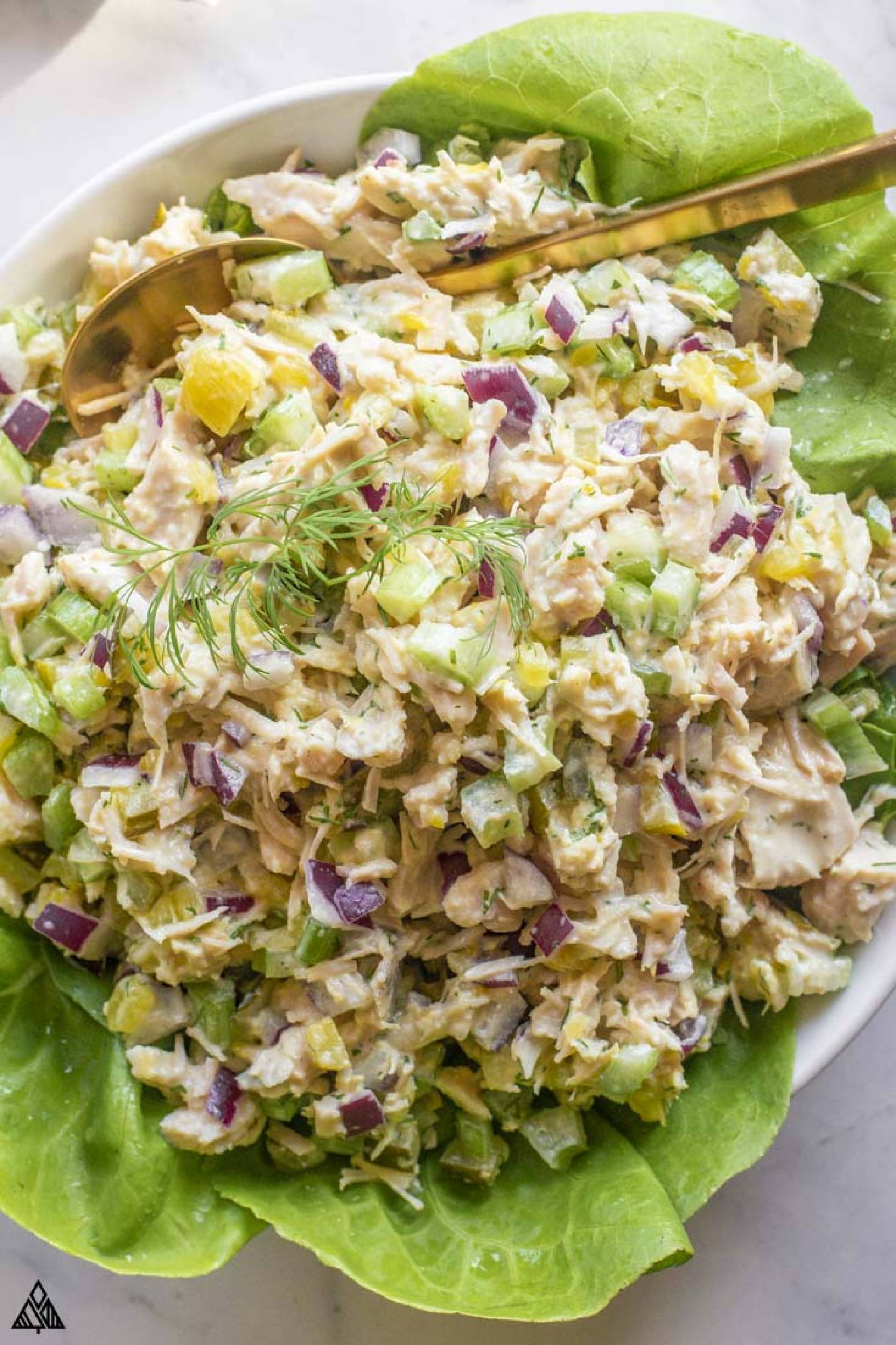 Avocado Chicken Salad with Spring Mix and a Wrap - Low Fat