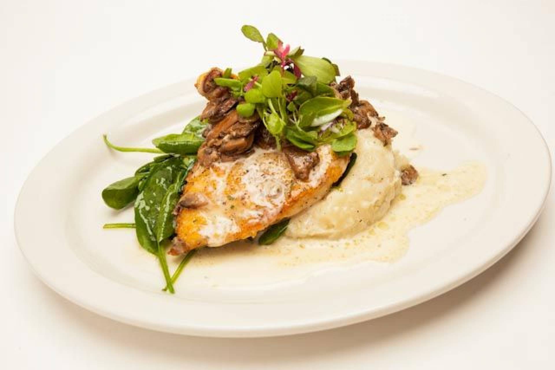 Garlic Baked Tilapia with Parsnip Mashed Potatoes and Sauteed Spinach - Paleo