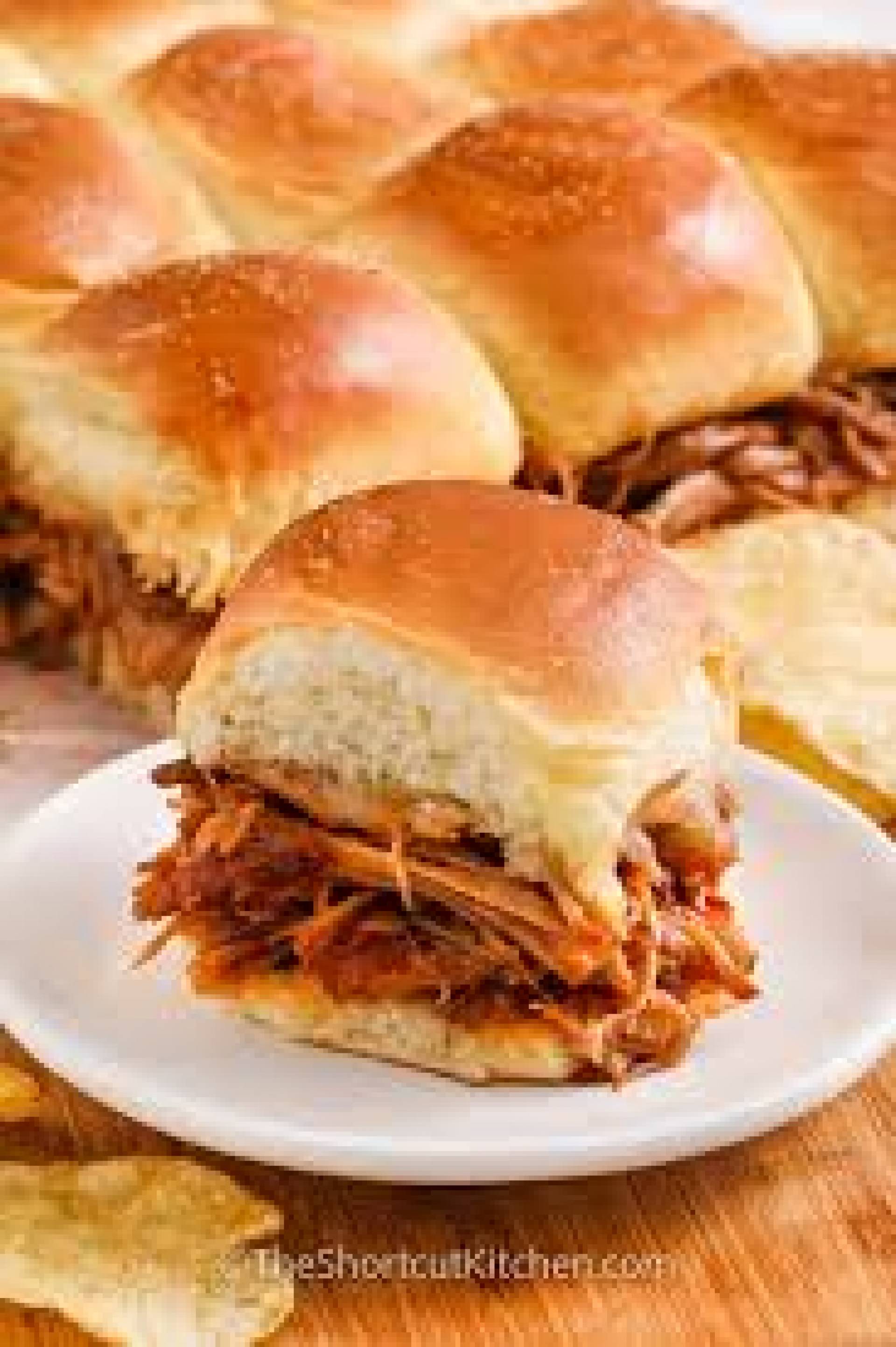 BBQ Pulled Pork Sliders, coleslaw, & Hawaiian Roll