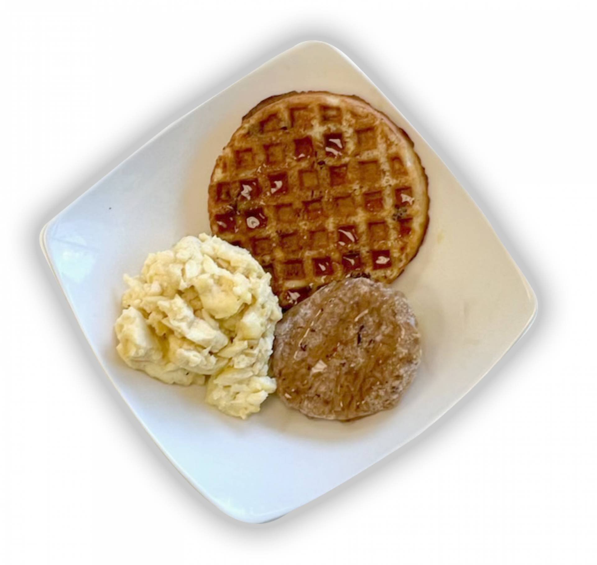 Waffle with Scrambled Eggs and Sausage - Keto
