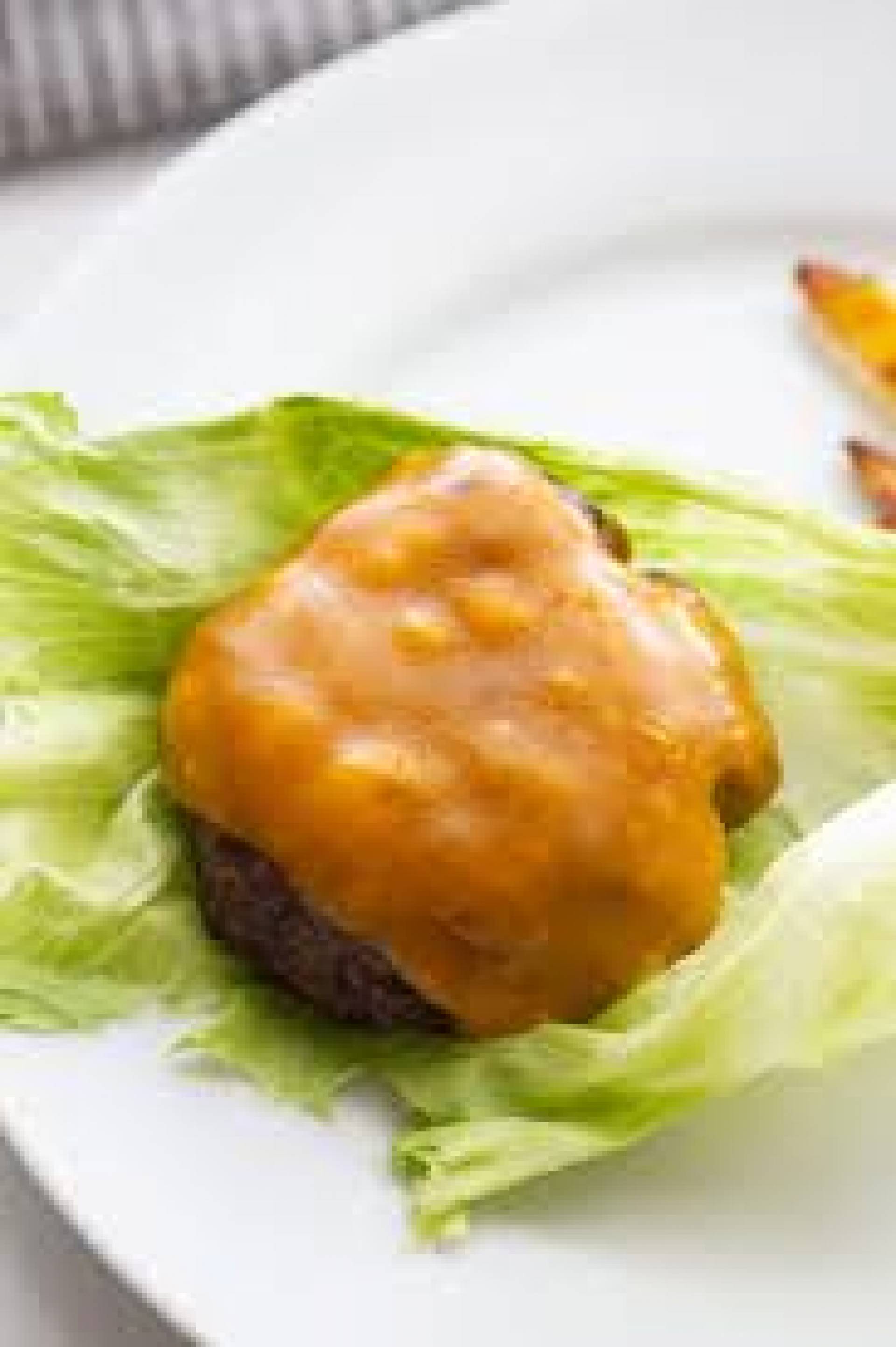 Bun Less Hamburger Patty with BBQ Sauce and Sweet Potato Cubes - Keto