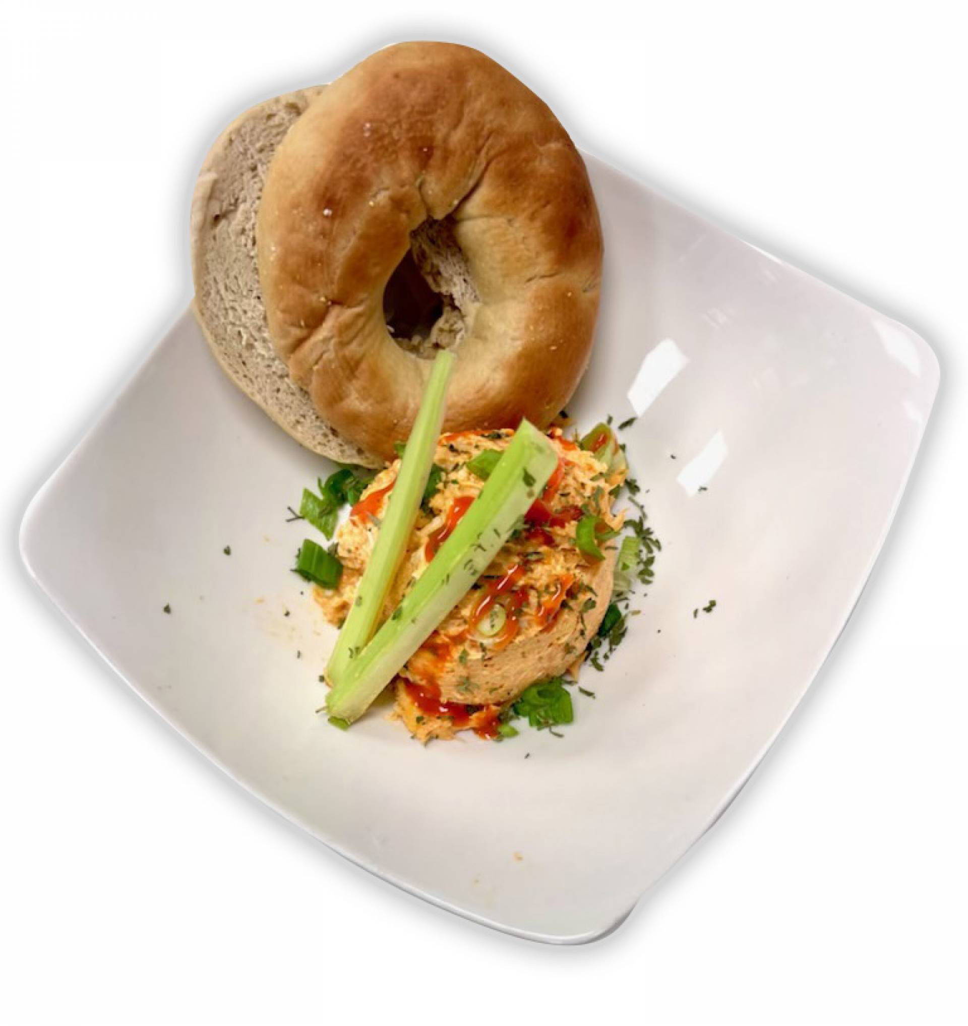 Buffalo Chicken Salad with a Bagel - Low Fat