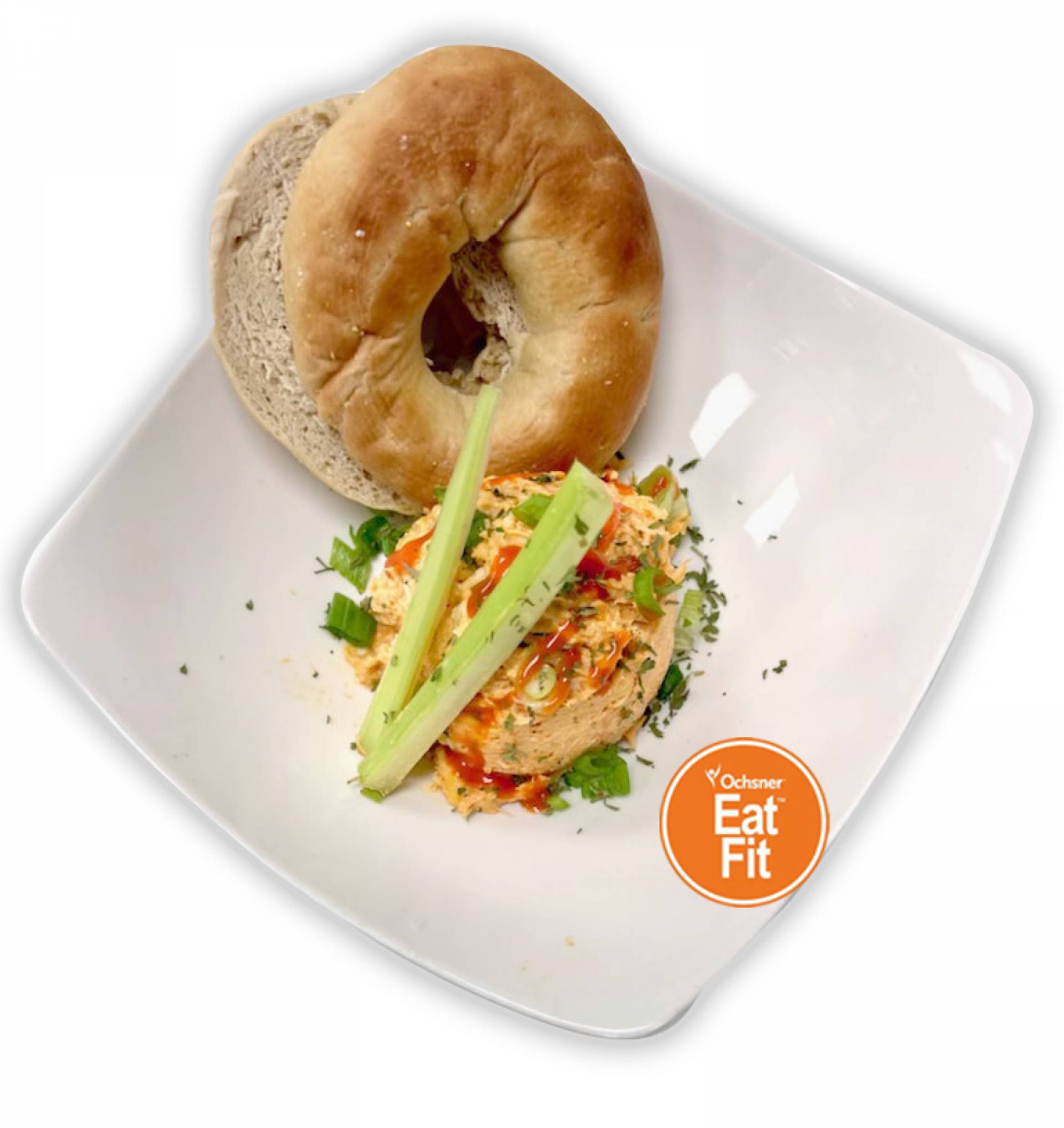 Buffalo Chicken Salad with a Bagel - Paleo