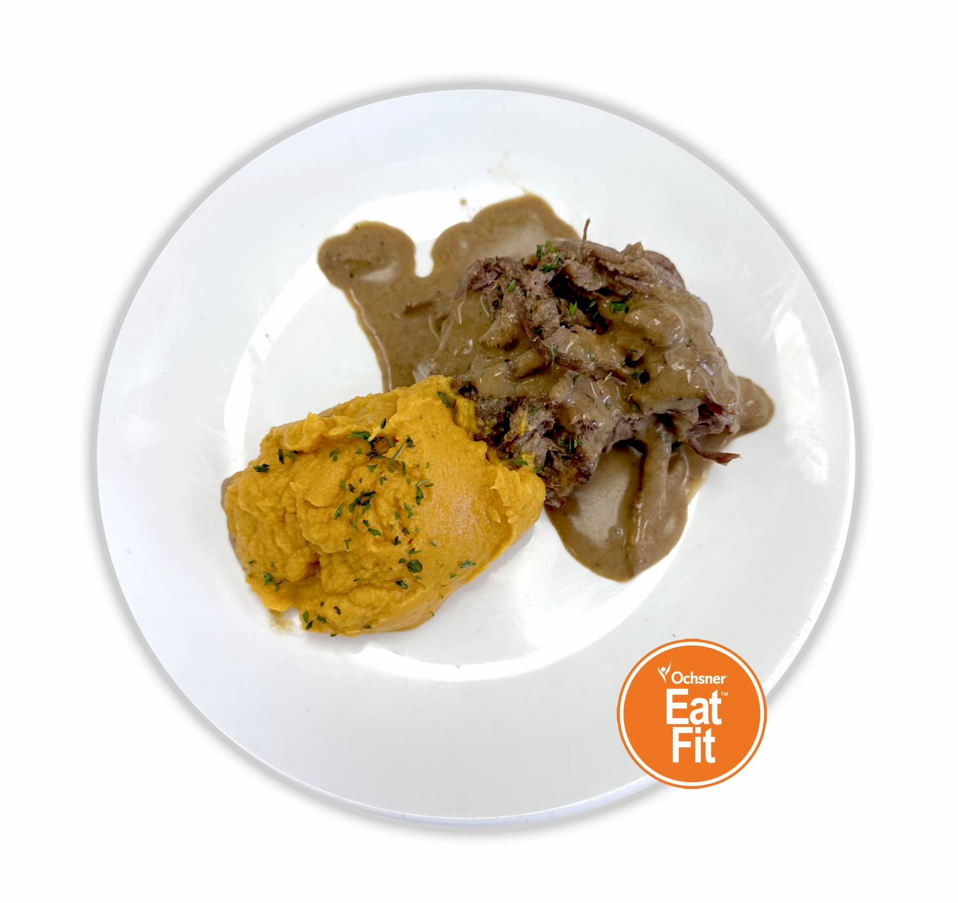 Sirloin Roast with Brown Gravy and Mashed Sweet Potatoes - Low Fat