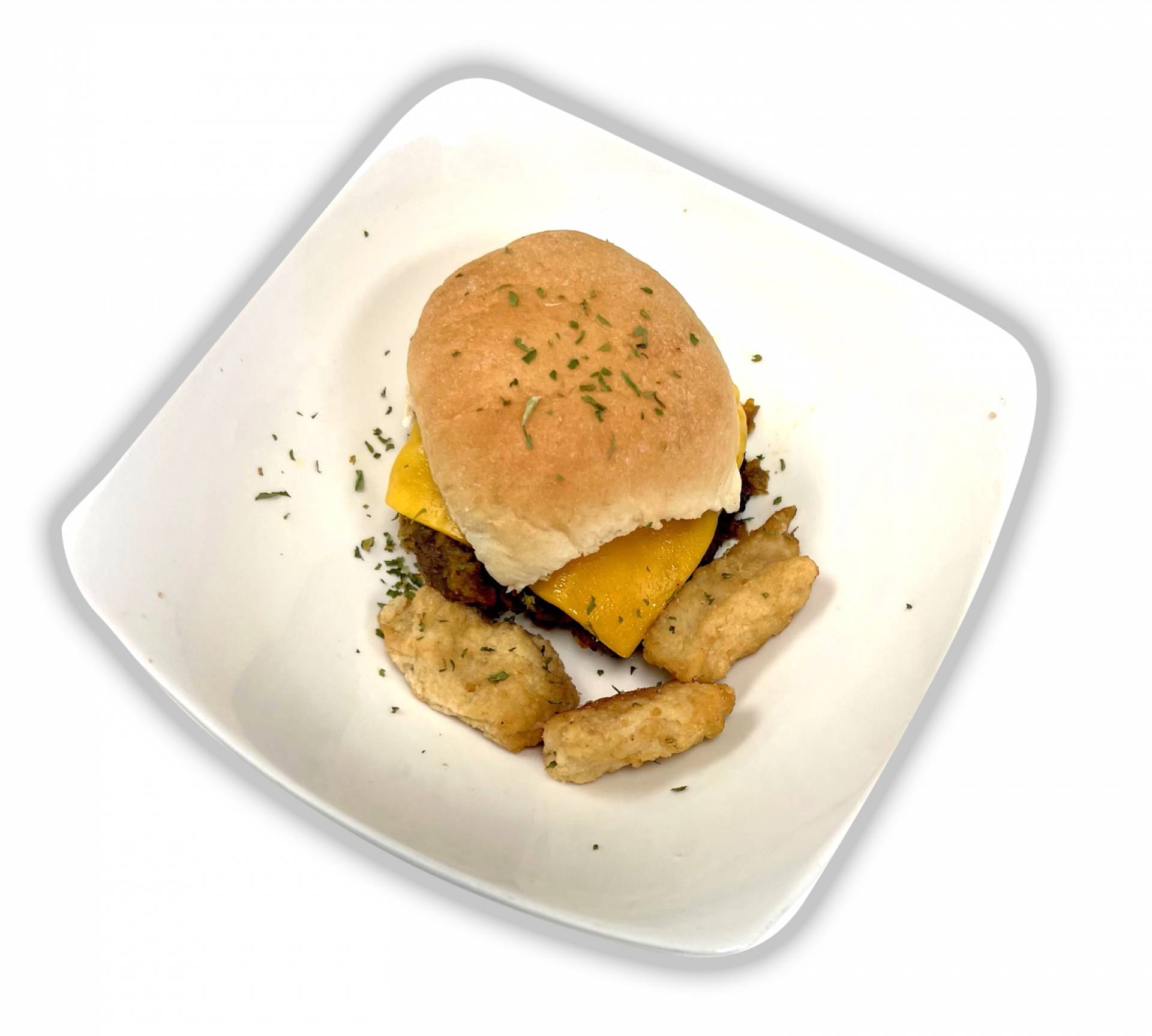 Mini Cheeseburger with Cauliflower Tots - Low Fat