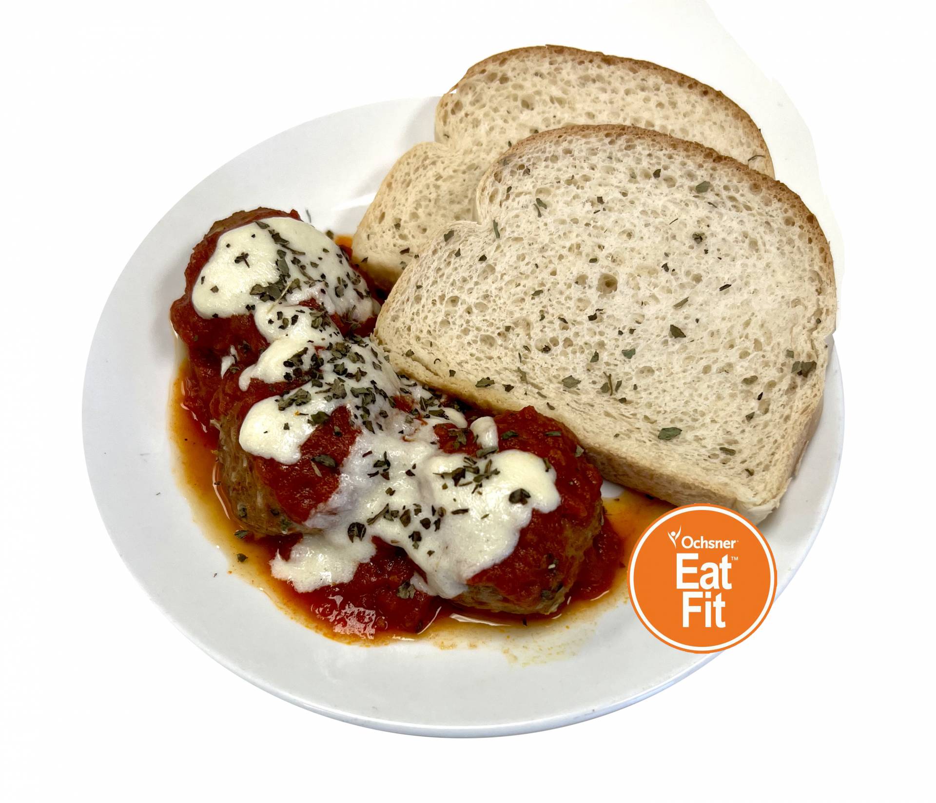 Italian Turkey Meatballs with Red Sauce and Sliced Bread - Keto