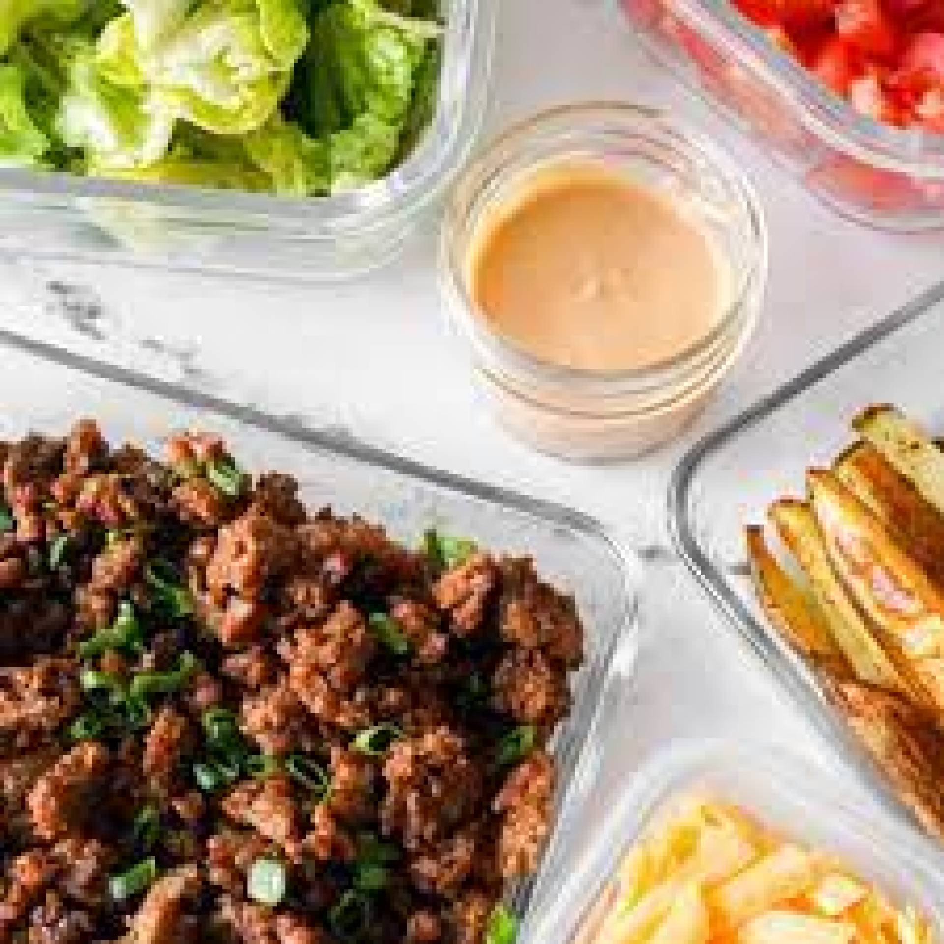 Hamburger Bowl & Sweet Potato Fries