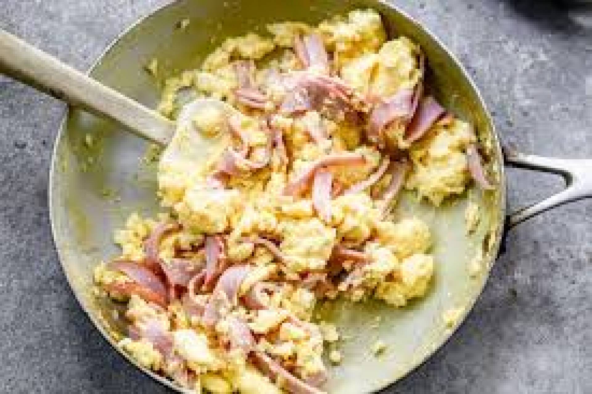 Scrambled Egg Bowl with Canadian Bacon, Cheese