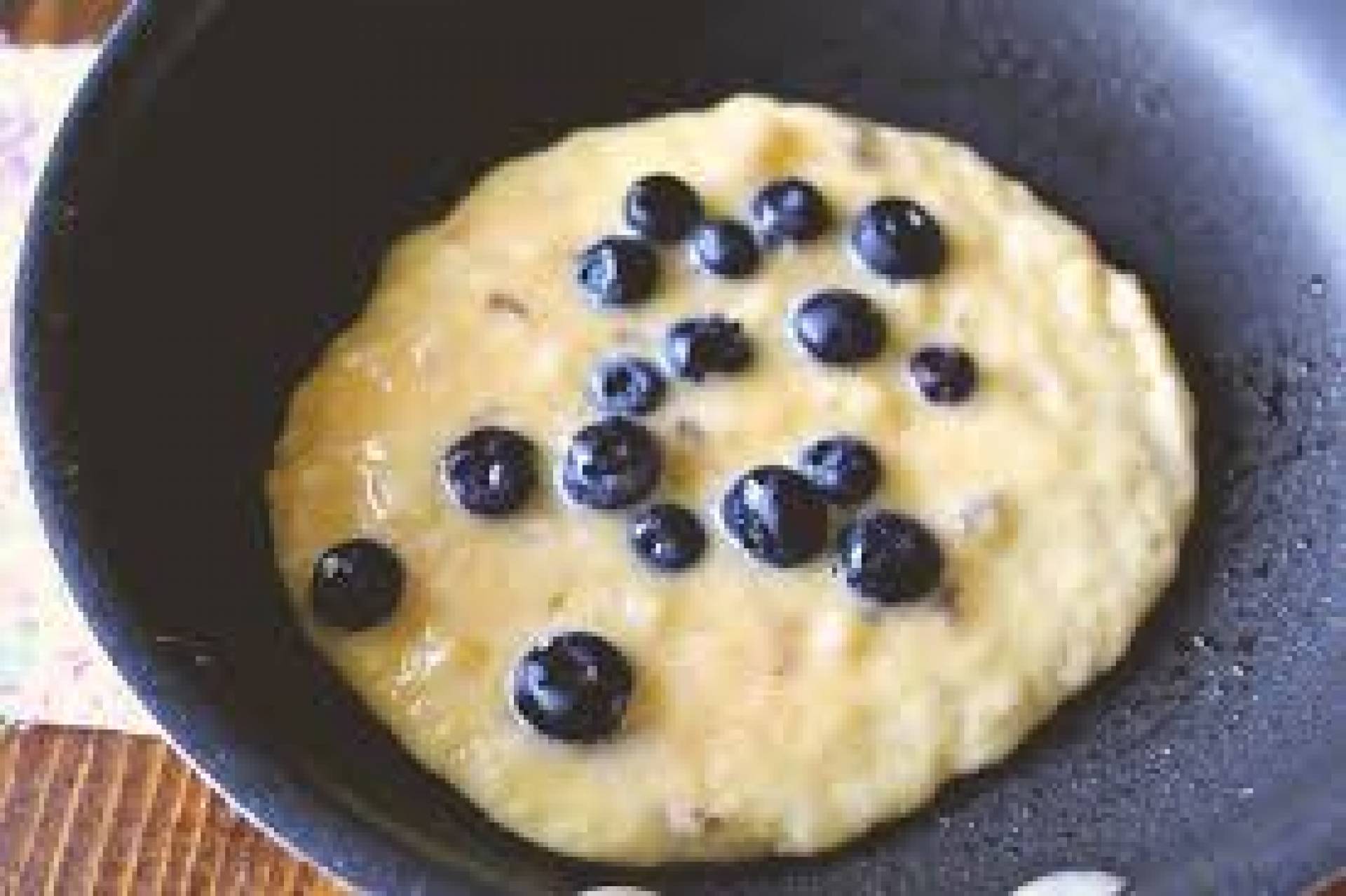 Blueberry Pancake, scrambled eggs, & turkey sausage link