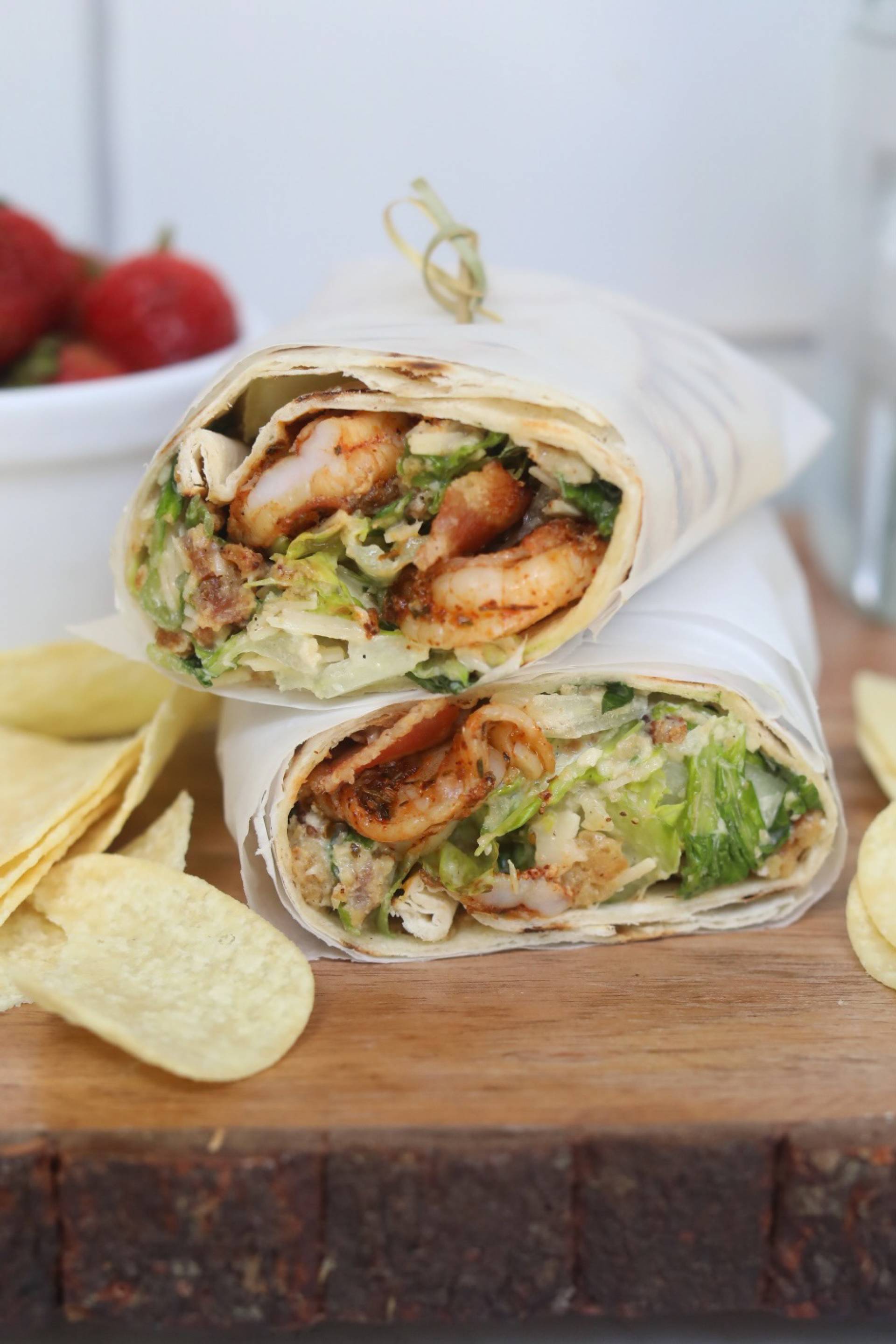Grilled Shrimp BLT Wrap & Cassava Chips