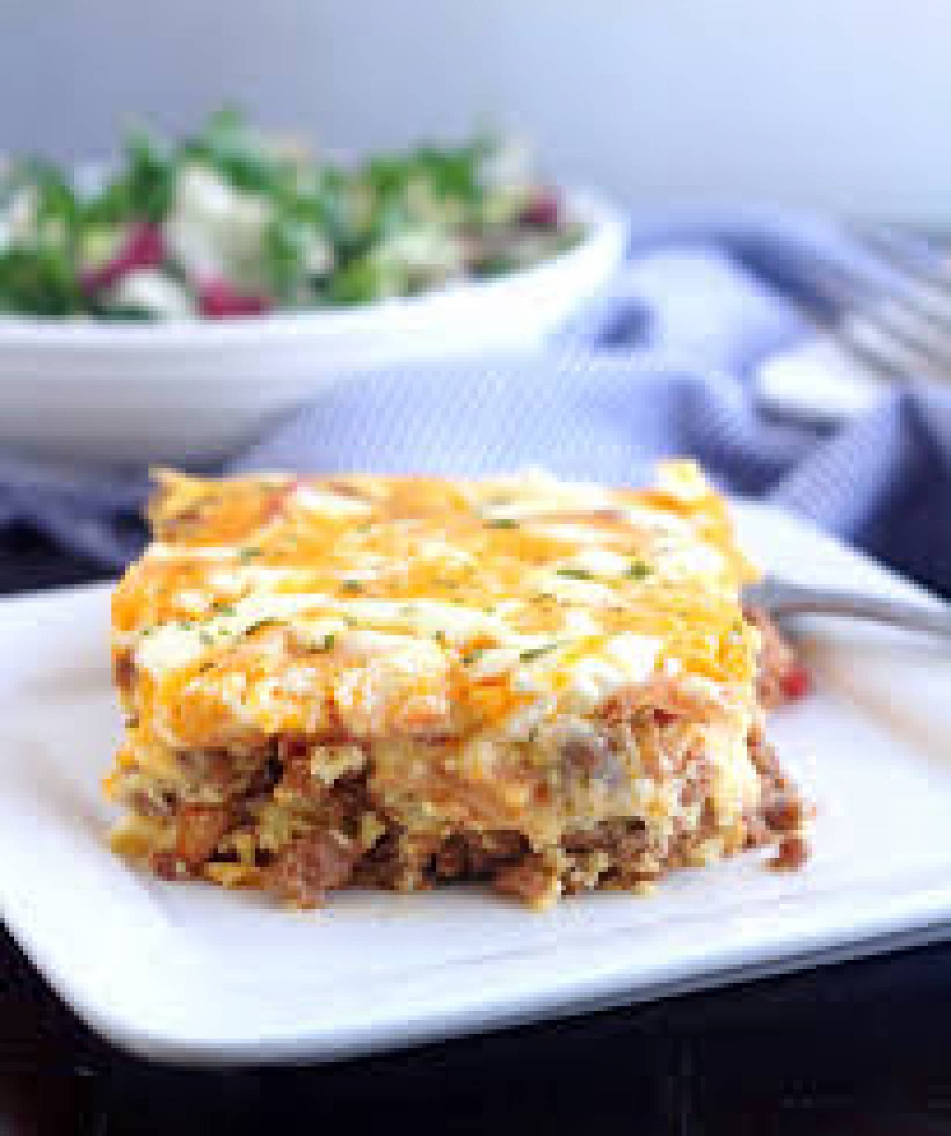 Hamburger Casserole with Baked Sweet Potato Fries - Low Fat