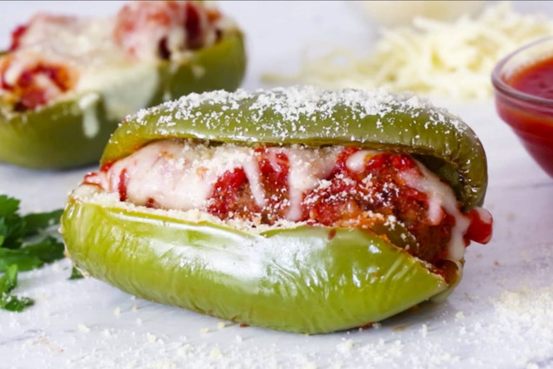 Italian Meatball Sub on Bell Pepper Bun - Keto